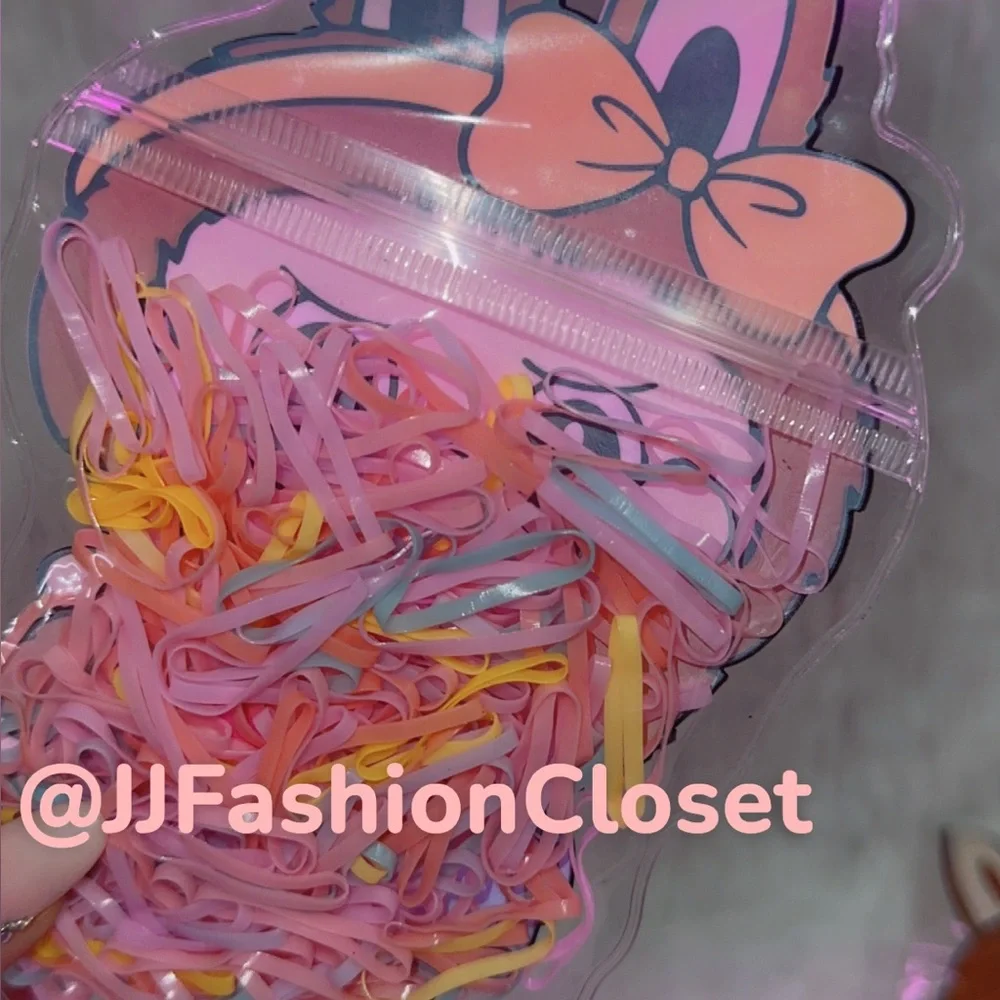 Cute Labubu plastic bag with hair ties
